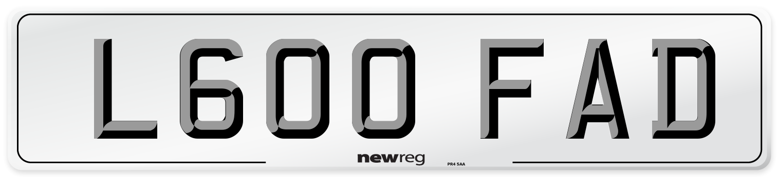 L600 FAD Number Plate from New Reg